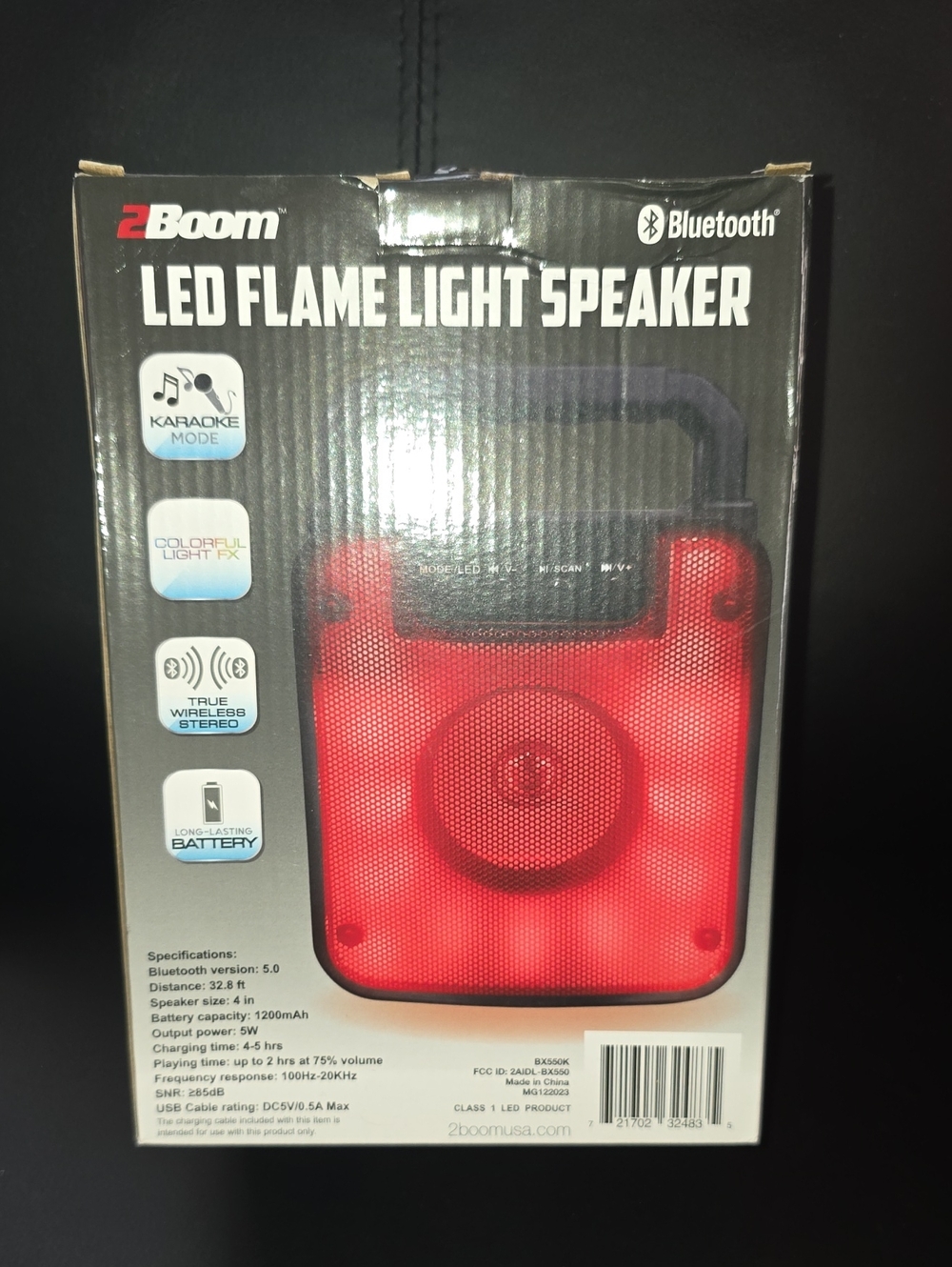 2Boom LED Flame Light Speaker - Red